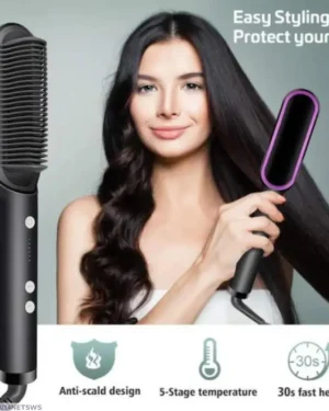 Multicolor Hair Straightener Brush for Smooth Styling at Home