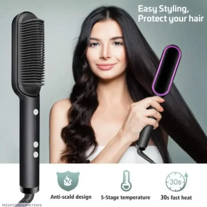 Multicolor Hair Straightener Brush for Smooth Styling at Home