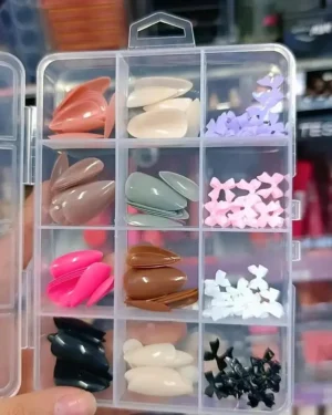 Multicolor Stick-On Artificial Nails 96 Pcs