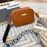 Mustard Leather Crossbody Bag for Girls