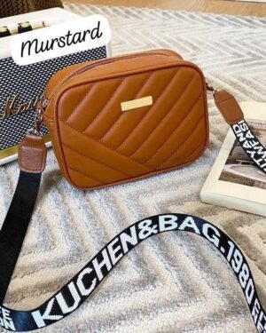 Mustard Leather Crossbody Bag for Girls