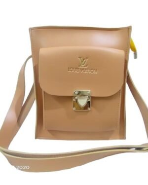 Mustard PU Leather Crossbody Bag with Front Lock