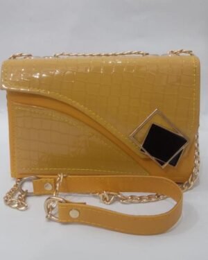 Mustard Rexine Chain Strap Women's Handbag