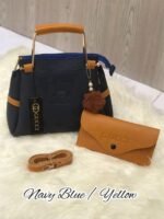 Navy Blue Gucci Style Handbag Set with Wallet