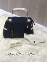 Navy Blue White Gucci Style Handbag Set for Girls