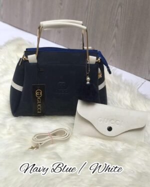 Navy Blue White Gucci Style Handbag Set for Girls