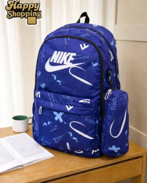 Nike Printed Blue Backpack 2Pcs Set Light Weight