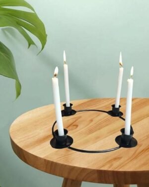 Nordic Geometric Candle Stand Black Gold Metal Decor