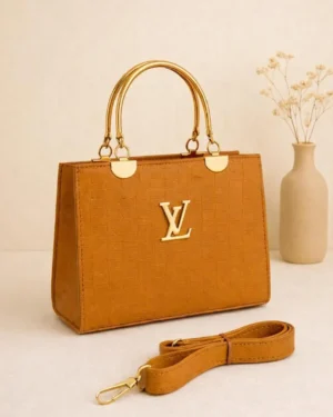 Orange Girl's Crossbody Bag with Gold Handles