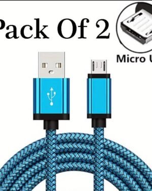 Pack of 2 Micro USB Charging Cables with Copper Core
