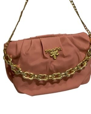 Peach Chain Saddle Crossbody Bag for Girls