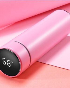 Pink Digital Temp Water Bottle Stainless Steel Hot Cold
