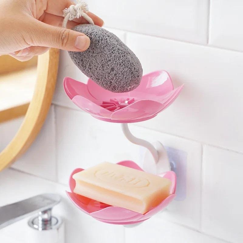 Pink Flower Soap Holder 2Pcs ABS Wall Mount Pink Flower Soap Holder 2Pcs ABS Wall Mount