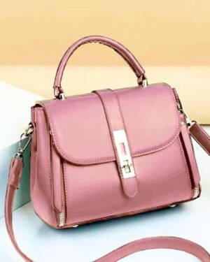 Pink Girls Crossbody Bag Soft PU Leather Medium Size