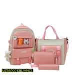 Pink Girls Travel Backpack Set 4-Piece Waterproof Nylon