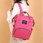 Pink Nylon Multifunctional Backpack for Women