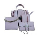 Pink PU Leather 4-Piece Women's Handbag Set