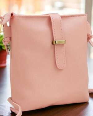 Pink PU Leather Women's Crossbody Bag