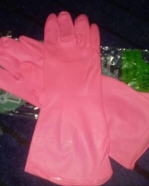 Pink Rubber Dishwashing Gloves 6 Pcs Durable Kitchen Cleaning