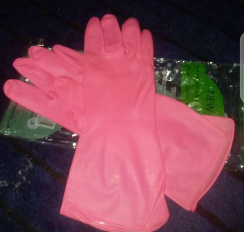 Pink Rubber Dishwashing Gloves 6 Pcs Durable Kitchen Cleaning