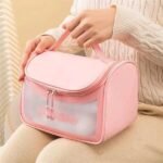 Pink Transparent Waterproof Cosmetics Bag for Travel