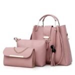 Pink Women's 3-Piece Rexine Handbag Set