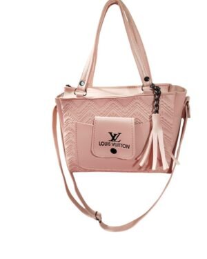 Pink Women's Rexine Printed Tote Bag with Top Handle