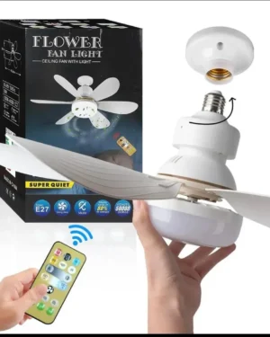 Plug & Play Ceiling Fan Light with Remote Control, White, E27 Socket