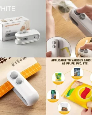 Portable Bag Sealer Machine White Multi-functional Rechargeable