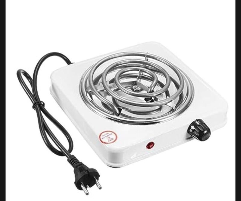 Portable Electric Stove 1000W Stainless Steel White Auto Safety Off