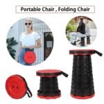Portable Folding Stool Red Black PP Plastic Outdoor Use