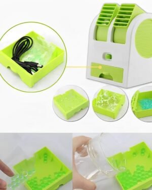 Portable Mini AC with Ice Tray, Green White Battery Operated
