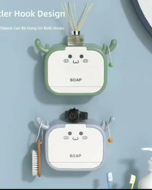 Portable Soap Holder with Antler Hooks, Multicolor Plastic