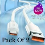 Premium Type C Fast Charging Cable Pack of 2 White
