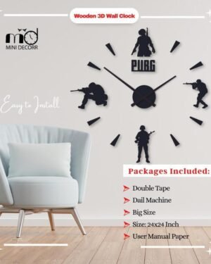 PUBG Theme 24x24 Inch Wooden Wall Clock