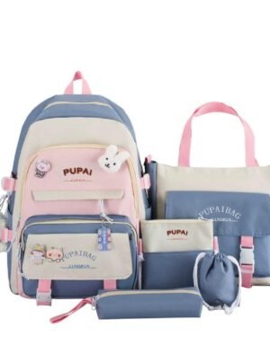 Pupai 4-Piece Multicolor Nylon School Backpack Set