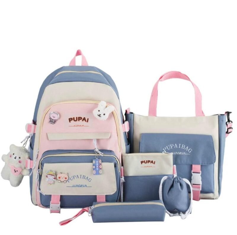 Pupai 4-Piece Multicolor Nylon School Backpack Set