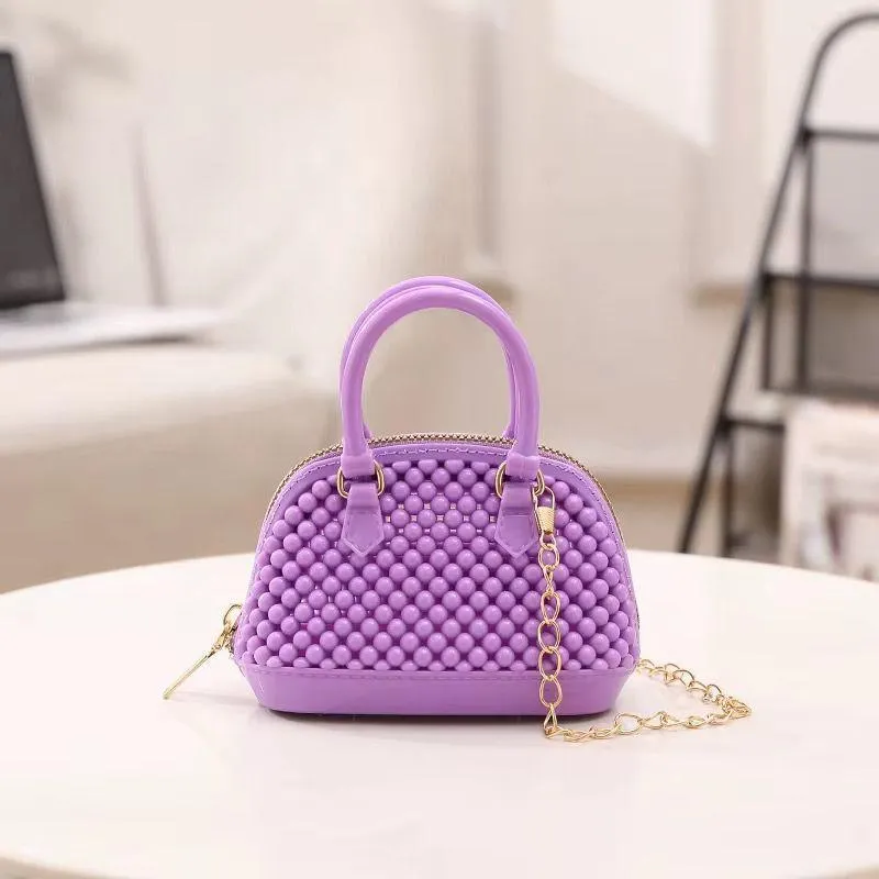 Purple Beaded Girl's Mini Chain Crossbody Bag Purple Beaded Girl's Mini Chain Crossbody Bag