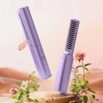 Purple Ceramic Hair Straightener Brush Corded Electric