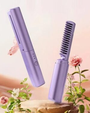 Purple Ceramic Hair Straightener Brush Corded Electric