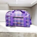 Purple Plaid Duffle Bag 20x14 Inch Rexine Travel Gym Bag