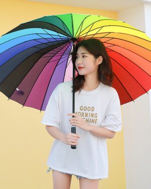 Rainbow 24-Bone Windproof Umbrella for Men Women