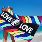 Rainbow Stripe Cotton Beach Towel for Adults