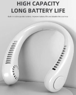 Rechargeable Bladeless Neck Fan White Portable Cooling