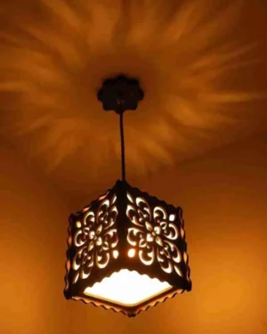Rechargeable Brown MDF Ceiling Lamp for Bedroom