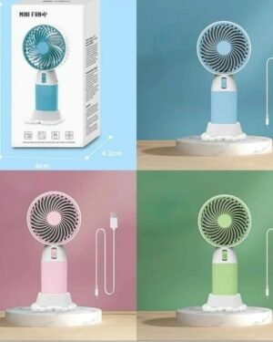 Rechargeable Desk Fan Portable Blue Pink Green ABS