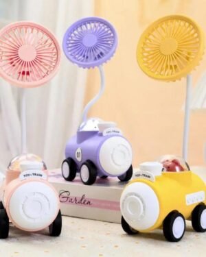 Rechargeable Desk Fan Toy Train Multicolor Portable