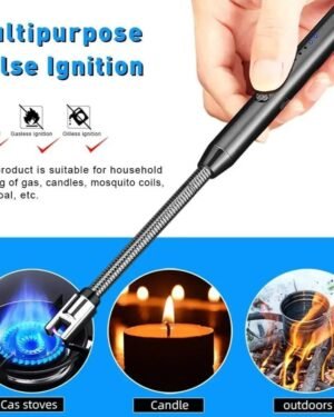 Rechargeable Electric Lighter Black Multipurpose