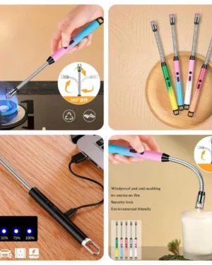 Rechargeable Electric Lighter Multicolor Portable Kitchen Gadget