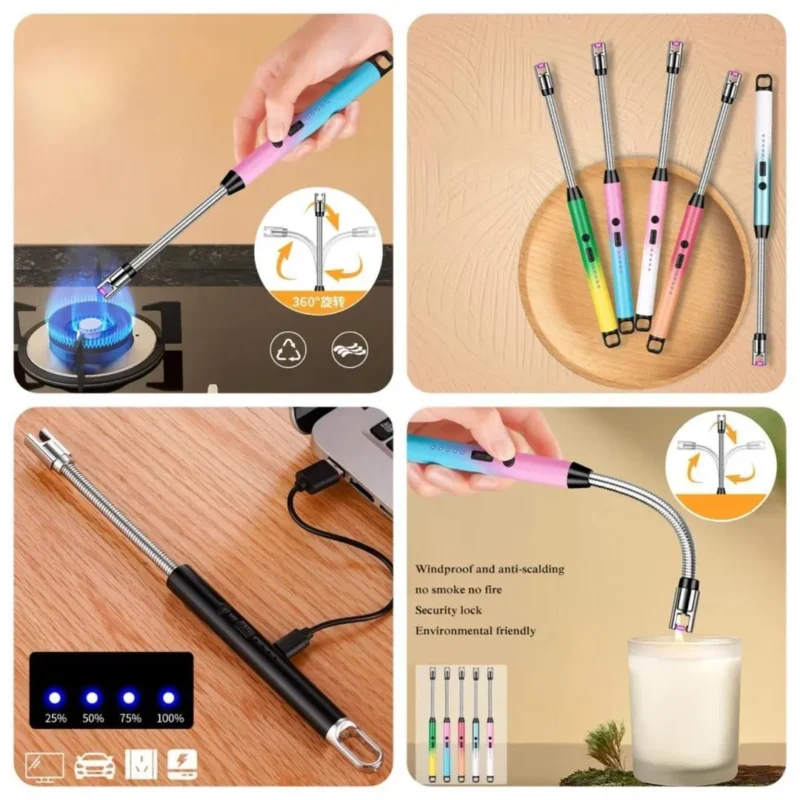 Rechargeable Electric Lighter Multicolor Portable Kitchen Gadget